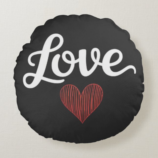 Minimale typografie romantisch ontwerp liefdeshart rond kussen (Voorkant)