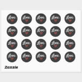 Minimale typografie romantisch ontwerp liefdeshart ronde sticker (Vel)