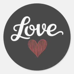 Minimale typografie romantisch ontwerp liefdeshart ronde sticker