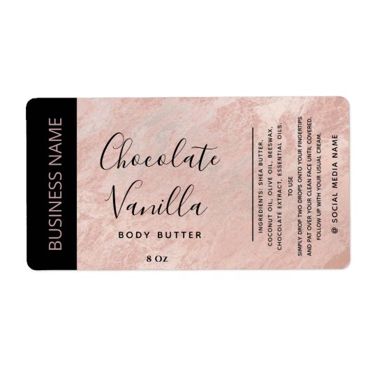 Minimale typografie roos goudmarmerproduct etiket (Voorkant)