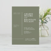 Minimale Typografie Sage Green Wedding Invitation Kaart (Staand voorkant)