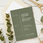 Minimale Typografie Sage Green Wedding Invitation Kaart<br><div class="desc">Deze minimale uitnodiging voor een Typografie Groene bruiloft is de perfecte uitnodiging om je gasten naar je speciale dag te sturen. Het eenvoudige en minimalistische ontwerp is een compliment voor elk paar. Klik om verder voor tekstplaatsing en het uitgeven hulpmiddelen voor volledige kleurenaanpassing aan te passen.</div>
