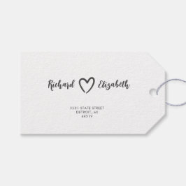 Minimale typografie Schone moderne bruiloft Cadeaulabel