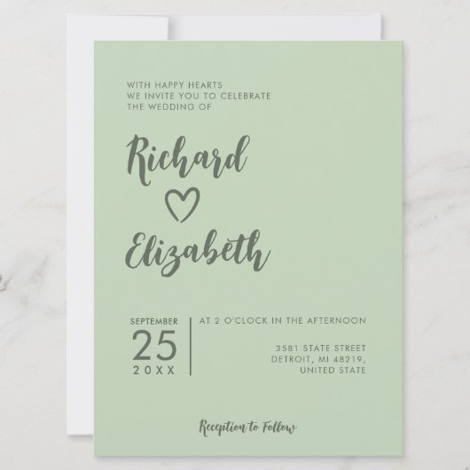 Minimale typografie schone moderne bruiloft kaart (Voorkant)