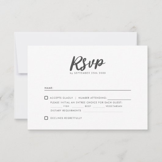Minimale typografie schone moderne bruiloft RSVP Kaartje (Voorkant)