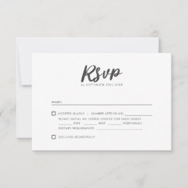 Minimale typografie schone moderne bruiloft RSVP Kaartje