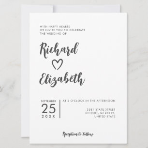 Minimale Typografie Schoon Modern Bruiloft Kaart