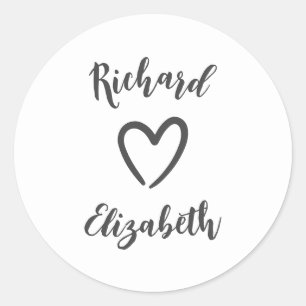 Minimale Typografie Schoon Modern Bruiloft Ronde Sticker