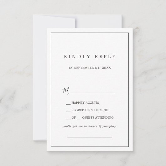Minimale Typografie Song Request RSVP Card Kaartje (Voorkant)