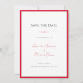 Minimale typografie Tijdloos Elegant Cherry Red Save The Date (Voorkant)