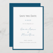 Minimale Typografie Tijdloze Elegante Blauwgroen b Save The Date (Voorkant / Achterkant)