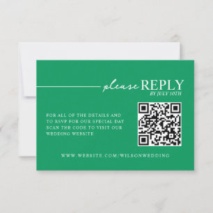 Minimale Typografie Tropical Green QR RSVP-kaart RSVP Kaartje