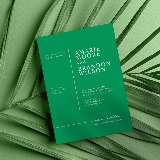 Minimale Typografie Tropical Green Wedding Kaart
