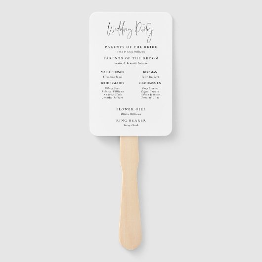 Minimale Typografie Trouwprogramma Fan Handwaaier (Achterkant)