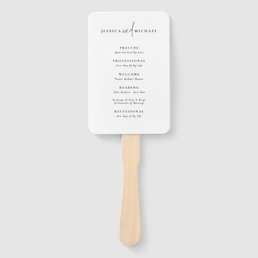 Minimale Typografie Trouwprogramma Fan Handwaaier (Voorkant)