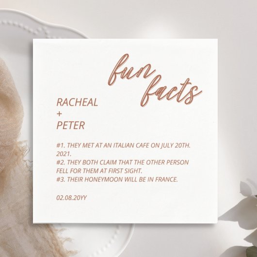 Minimale Typografie van Terracotta Fun Facts Weddi Servet