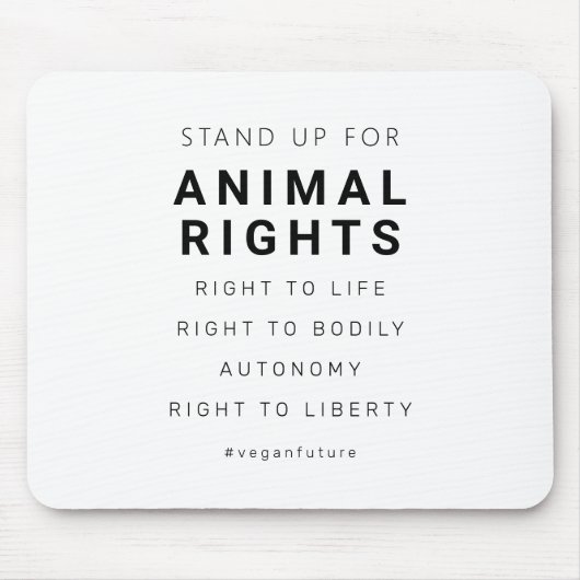 Minimale typografie van Vegan Animal Rights Muismat (Voorkant)