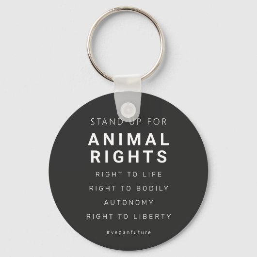 Minimale typografie van Vegan Animal Rights Sleutelhanger (Voorkant)