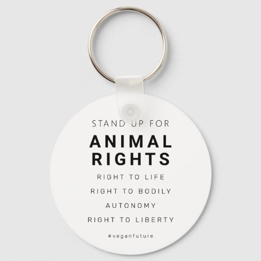 Minimale typografie van Vegan Animal Rights Sleutelhanger (Voorkant)