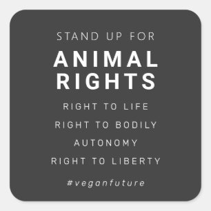 Minimale typografie van Vegan Animal Rights Vierkante Sticker
