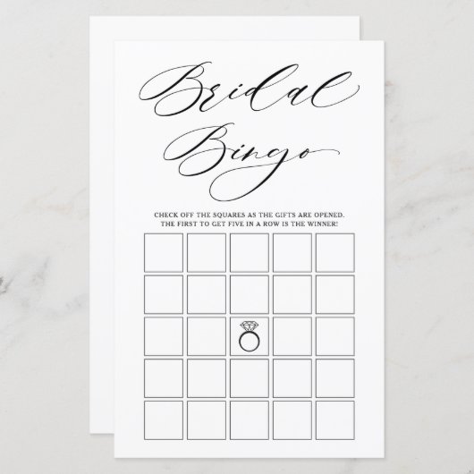 Minimale Typografie Vrijgezellenfeest Bingo Game (Voorkant / Achterkant)