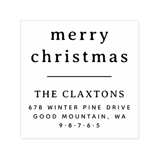 Minimale Typografie Vrolijk Kerstmis Retouradres Zelfinktende Stempel (Design)