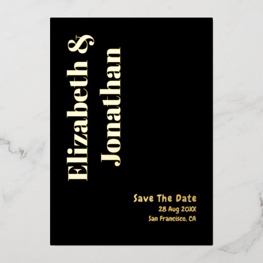 Minimale Typografie Weddenschap sparen de Datum Folie Uitnodiging (Voorkant)