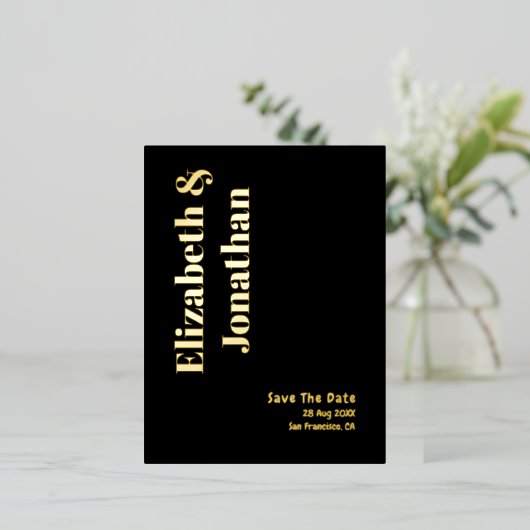 Minimale Typografie Weddenschap sparen de Datum Folie Uitnodiging Briefkaart (Staand Voorkant)