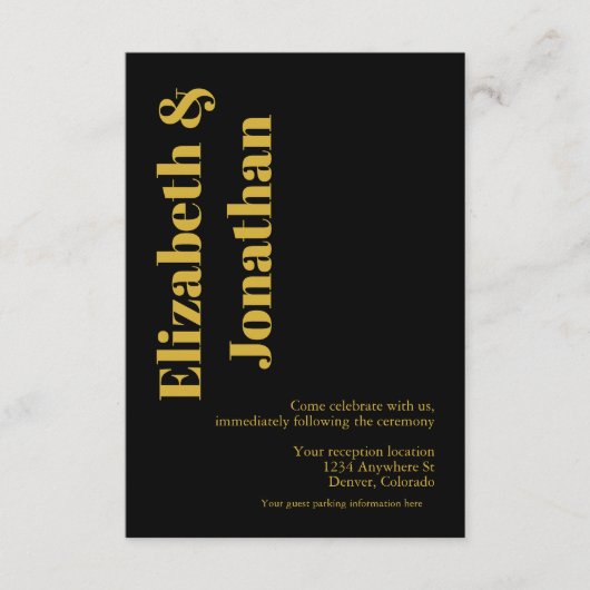 Minimale Typografie Weddenschappen Informatiekaartje (Voorkant)