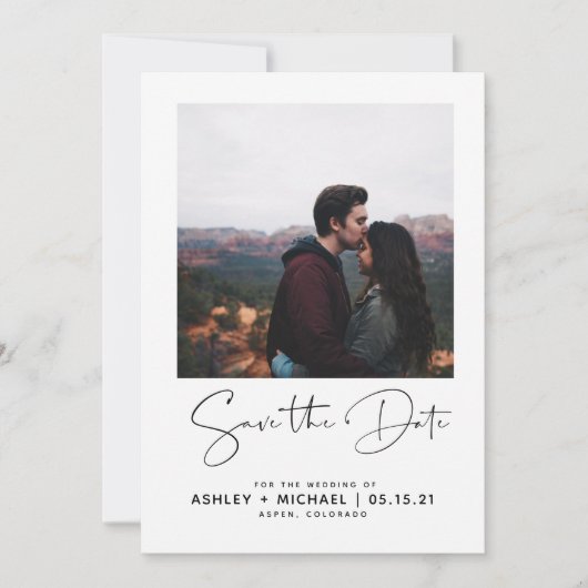 Minimale Typografie White Foto Save the Date (Voorkant)