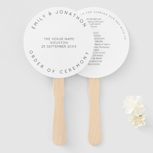 Minimale Typografie White — Wedding aanpassen Handwaaier (Voorkant en achterkant)