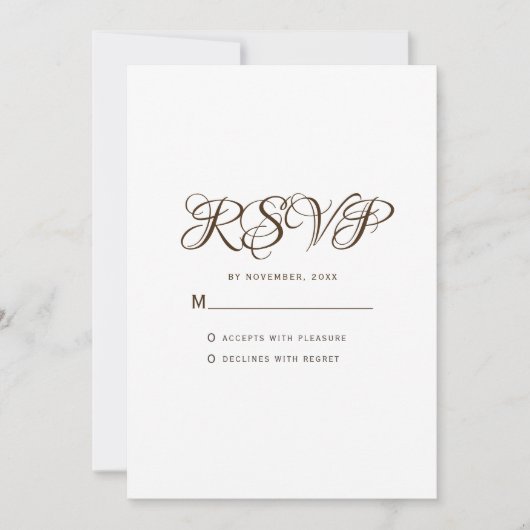 Minimale typografie witte trouw-RSVP-kaart (Voorkant)