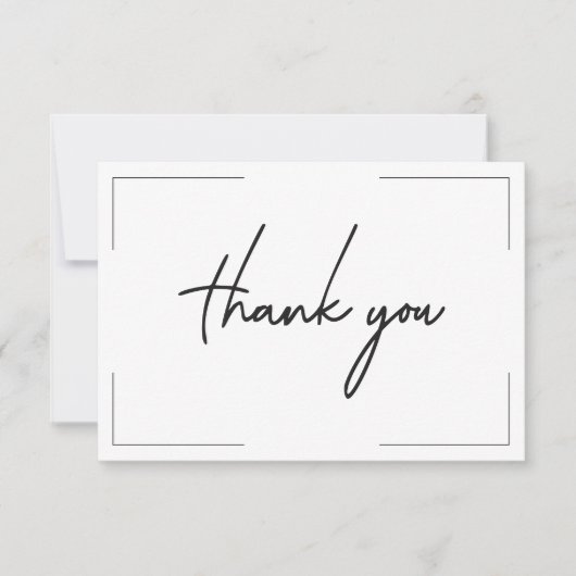 Minimale Typografie Zwart-wit bruiloft Bedankkaart (Voorkant)