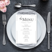 Minimale Typografie Zwart-wit bruiloft Menu