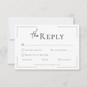 Minimale Typografie Zwart-wit bruiloft RSVP Kaartje (Voorkant)