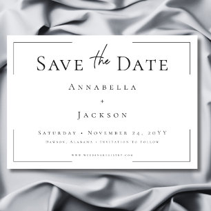 Minimale Typografie Zwart-wit bruiloft Save The Date
