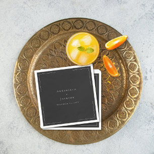 Minimale Typografie Zwart-wit bruiloft Servet