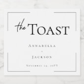 Minimale Typografie Zwart-wit bruiloft Sparkling Wijnetiket (Enkel label)