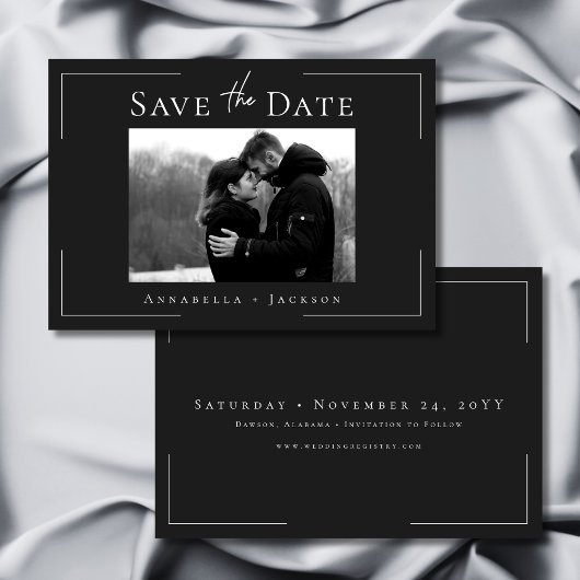 Minimale Typografie Zwart-wit Fotobruiloft Save The Date