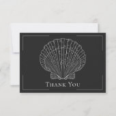 Minimale typografie Zwart-Wit Schelp Bruiloft Bedankkaart (Voorkant)
