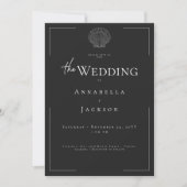 Minimale Typografie Zwart Wit Shell Fotobruiloft Kaart (Voorkant)