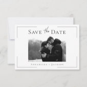 Minimale Typografie Zwart Wit Shell Fotobruiloft Save The Date (Voorkant)