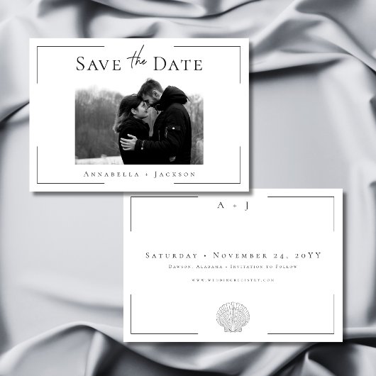 Minimale Typografie Zwart Wit Shell Fotobruiloft Save The Date