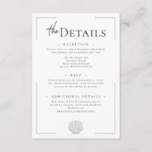 Minimale Typografie Zwart & Wit Shell Wedding Informatiekaartje (Voorkant)