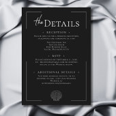Minimale Typografie Zwart & Wit Shell Wedding Informatiekaartje
