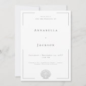 Minimale Typografie Zwart & Wit Shell Wedding Kaart (Voorkant)