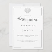 Minimale Typografie Zwart & Wit Shell Wedding Kaart (Voorkant)