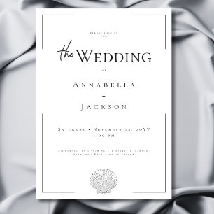 Minimale Typografie Zwart & Wit Shell Wedding Kaart