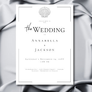 Minimale Typografie Zwart & Wit Shell Wedding Kaart