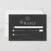 Minimale Typografie Zwart & Wit Shell Wedding RSVP Kaartje (Voorkant)